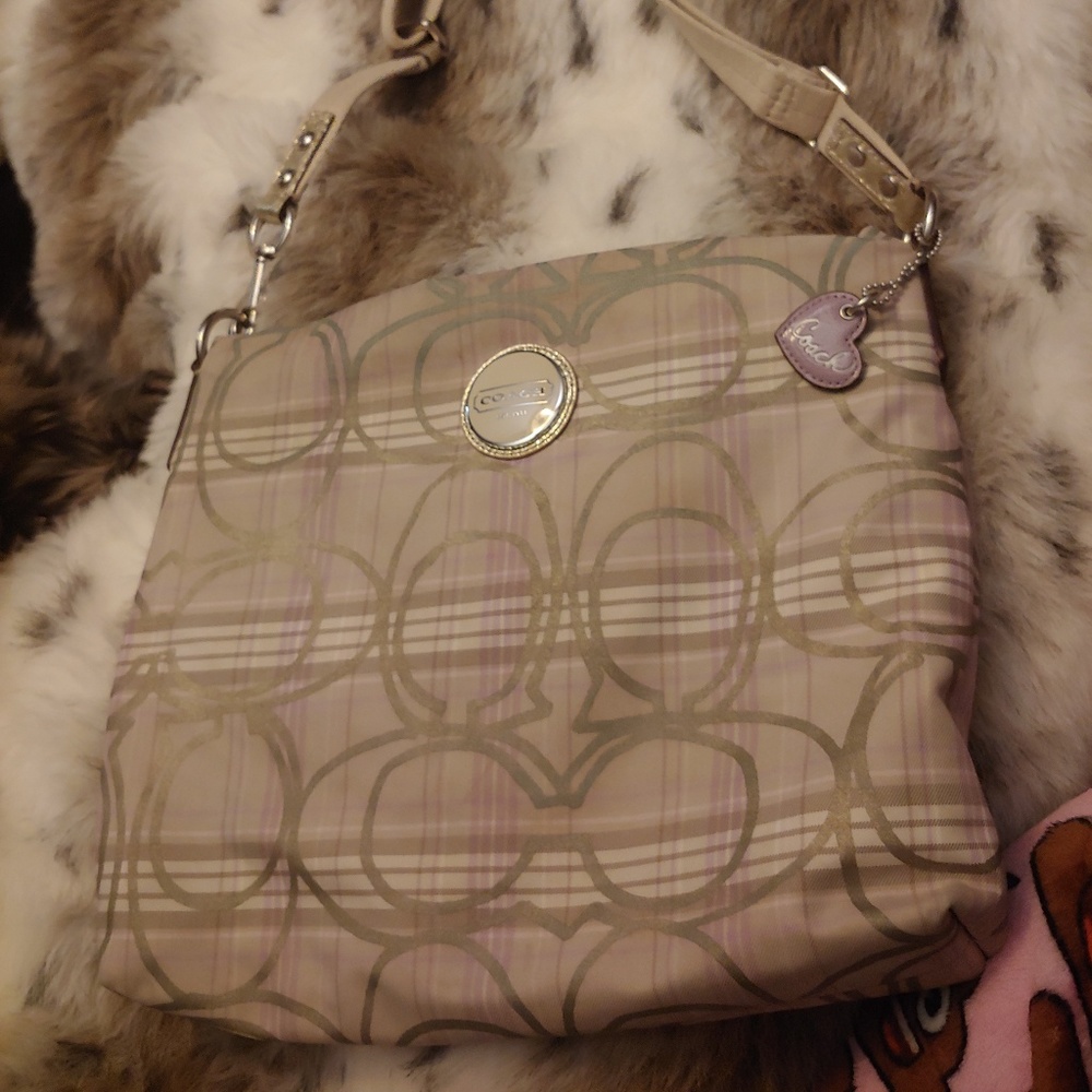 Coach lavender and beige plaid pag